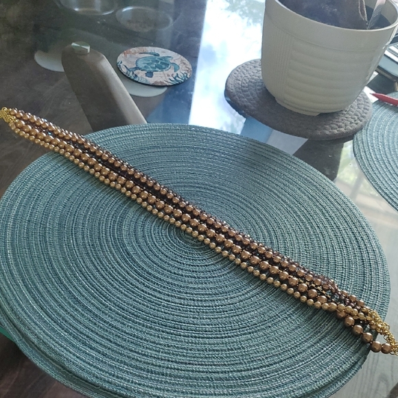 Chic Multi-Strand Gold and Brown Necklace - Picture 4 of 4